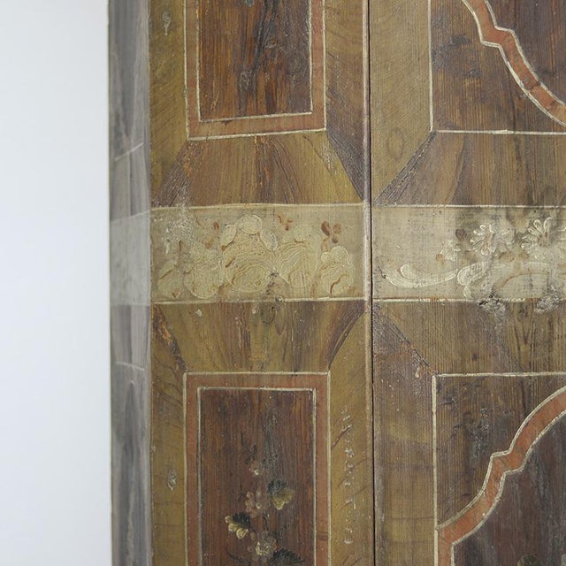 Wood Painted Folk Art Rustic Farmhouse Bridal Cabinet, 1795 For Sale - Image 7 of 18