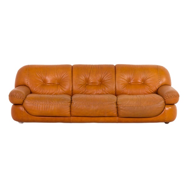 Leather Sapporo Sofa by Mario Marenco for Mobil Girgi, 1970s For Sale
