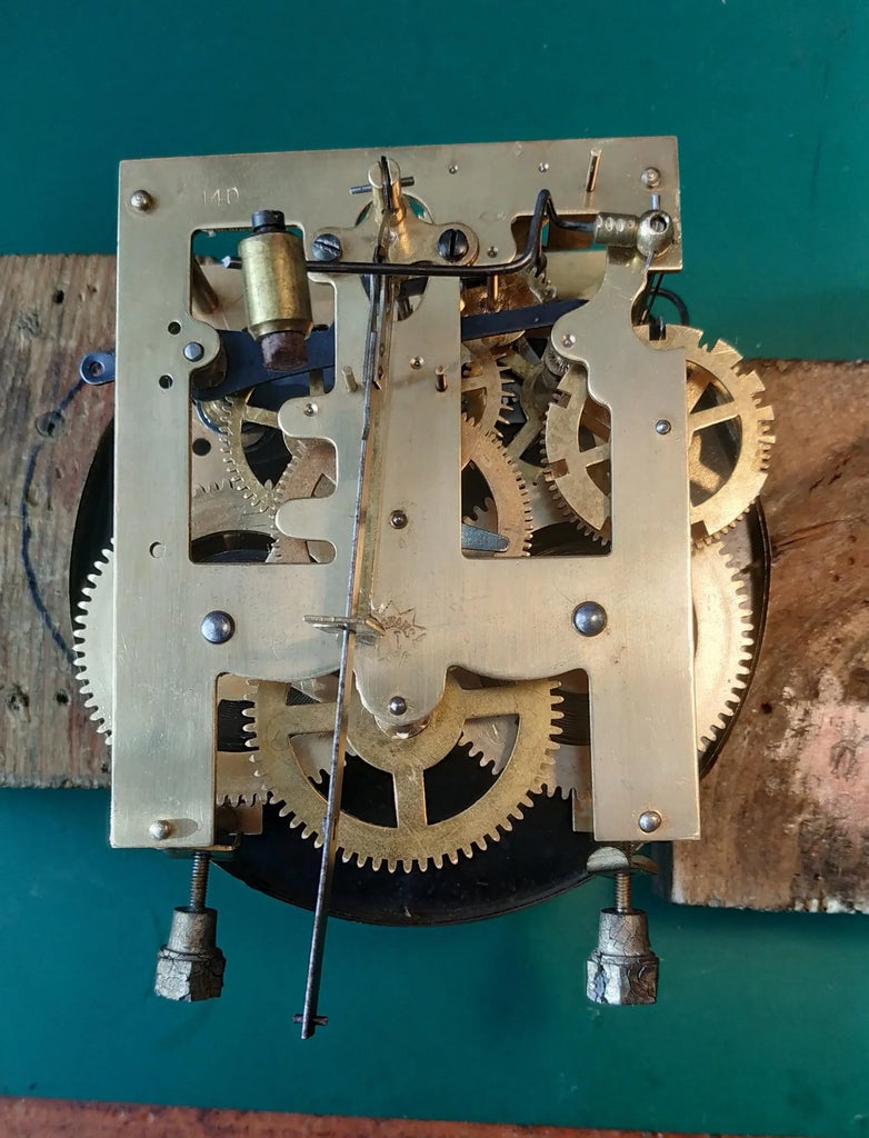 1923 Antique Mechanical Wooden Wall Clock by Gebrüder Junghans