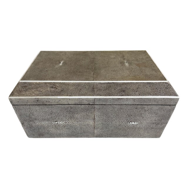Large R & Y Augousti Shagreen Box With Bone Inlay, Late 20th Century For Sale
