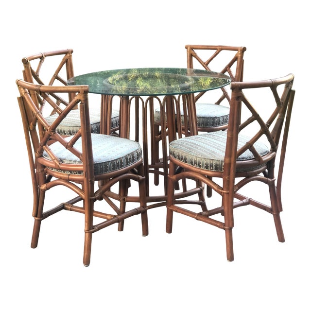 Ficks Reed Dining Set Hollywood Regency Style With 4 Chairs For Sale