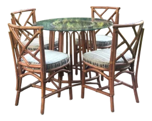 Ficks Reed Dining Set Hollywood Regency Style With 4 Chairs