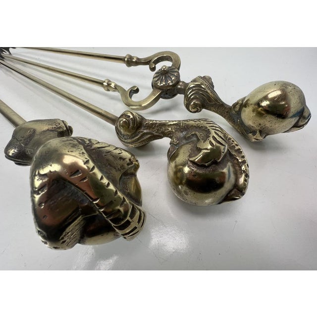Antique Brass Fire Tools with Eagle Claws, Late 19th Century, Set of 5 For Sale - Image 11 of 18