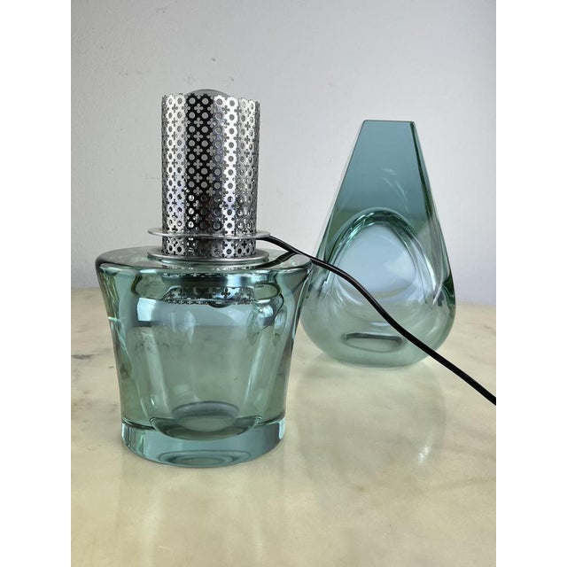 1970s Large Mid-Century Table Lamp in Nile Green Murano Glass attributed to Seguso, 1972 For Sale - Image 5 of 11
