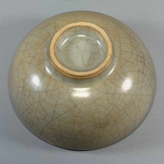 Ceramic Antique Chinese Celadon Crackle‑Glaze Bowl, Collectible Antique For Sale - Image 7 of 7