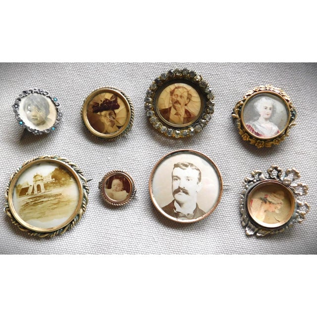 Gold Antique European Victorian 9k Gold Sepia Photo Portrait Stickpin For Sale - Image 8 of 13