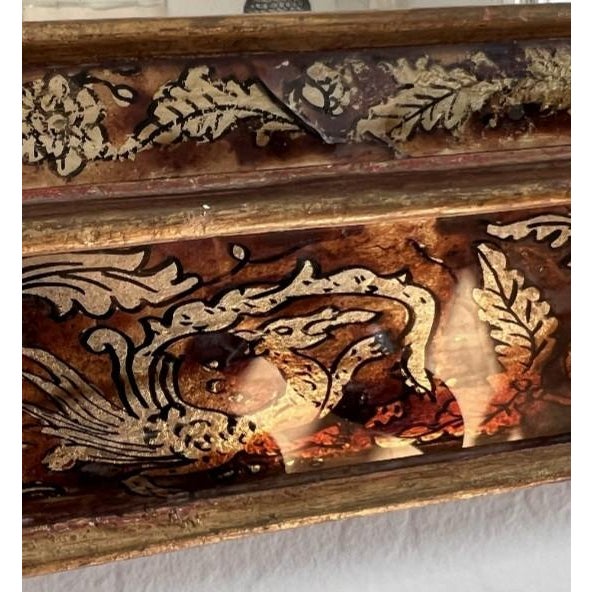 Rare Antique Florentine Verre Églomisé Mirror Dragons & Grotesques c.1850–1880 For Sale In Monterey, CA - Image 6 of 16