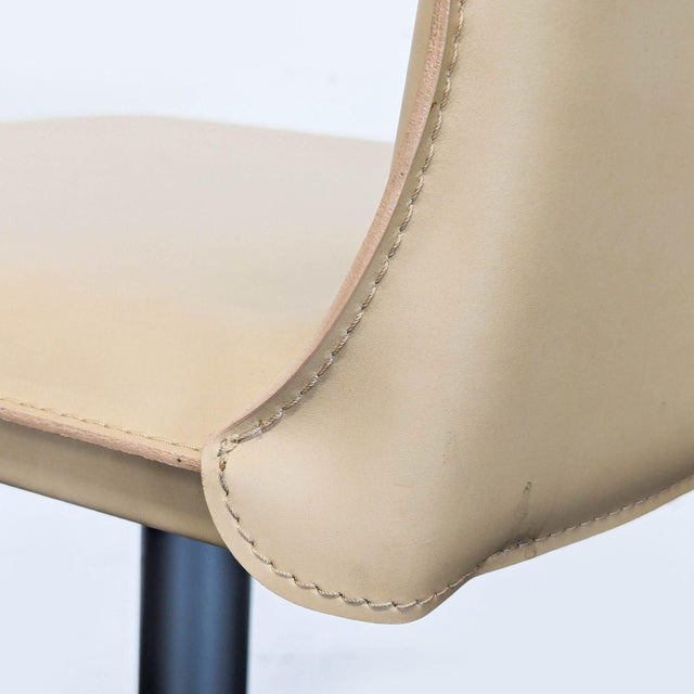 Frag Brushed Aluminum Counter Stool With Leather Seat For Sale In San Francisco - Image 6 of 8