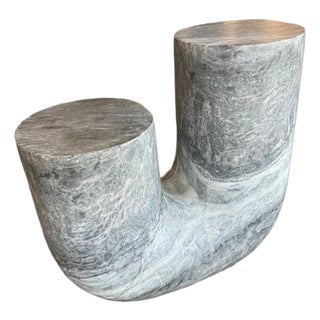 Attributed Global Views Solid Marble Emmalee / Tube Marble Side Table - Super Cool For Sale