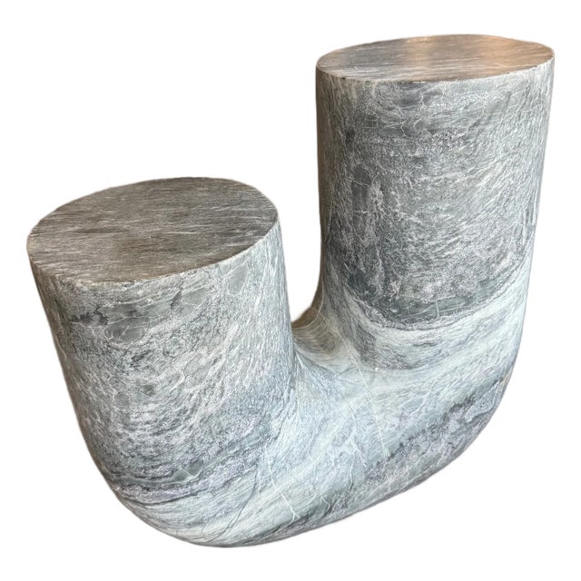 Attributed Global Views Solid Marble Emmalee / Tube Marble Side Table - Super Cool For Sale