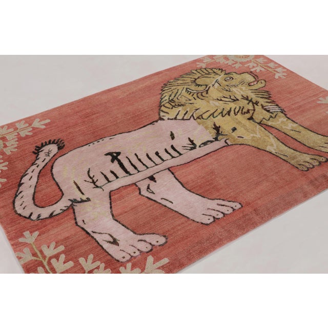 Hand-knotted in a luxurious blend of wool and silk, this 4x6 rug from the Modern Classics Collection is a bold, whimsical...