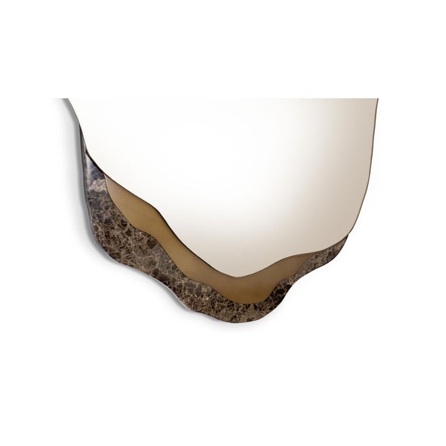 Contemporary Arizona Mirror in Dark Emperator Marble and Bronzed Brushed Brass from InsidherLand For Sale - Image 3 of 5