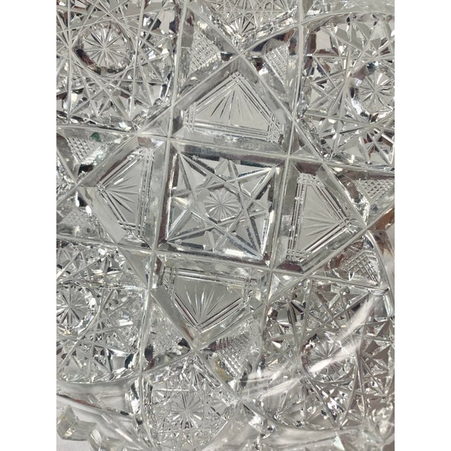 Transparent Vintage Cut Glass Handled Dish For Sale - Image 8 of 13