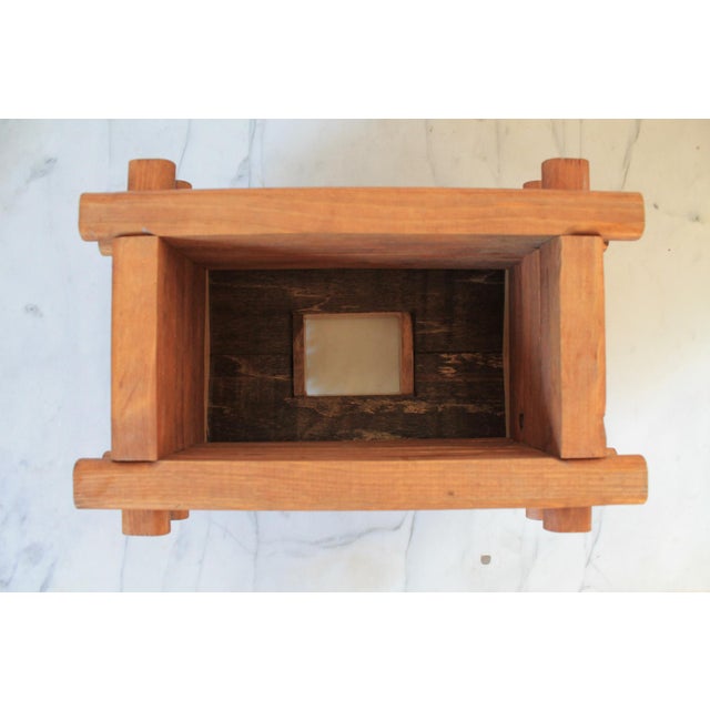 Wood Vintage Handmade Log Cabin Tissue Box Cover For Sale - Image 7 of 7