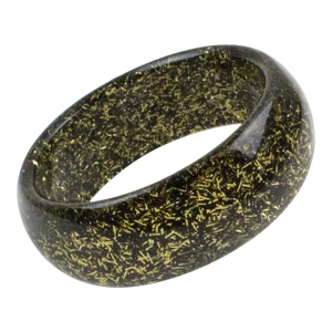 Lucite Bracelet Bangle Black and Gold Metallic Thread