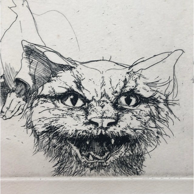 Sigmund Morton Abeles (1934-2025) "Self Portrait with Cats" etching on paper, pencil signed and numbered 4 of 30. Plate...