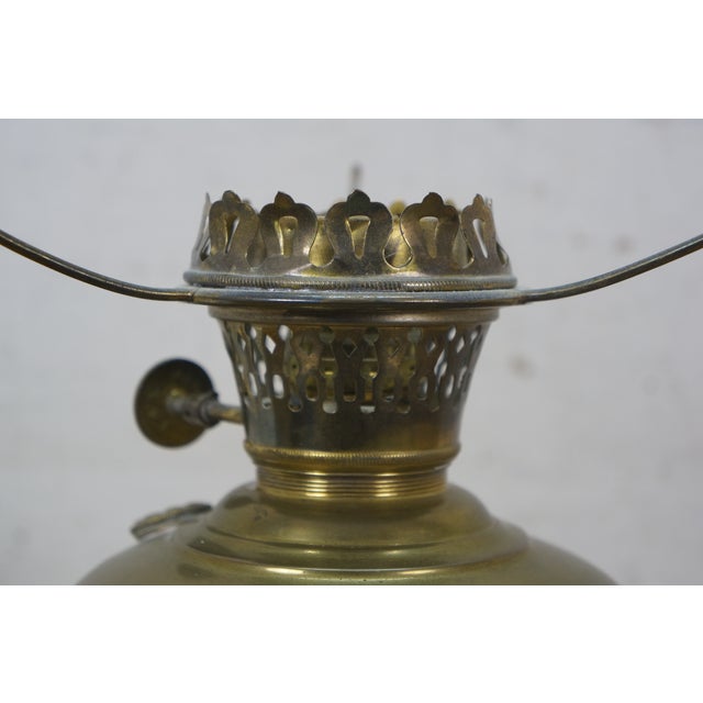 Brass Antique Aladdin Mantle Lamp Co Brass Converted Hurricane Oil Lantern Lamp 20" For Sale - Image 8 of 18