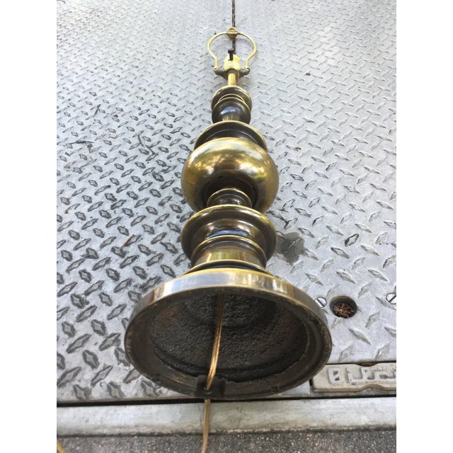 Solid Brass Bulbous Table Lamp With Shade From Westwood For Sale - Image 10 of 14