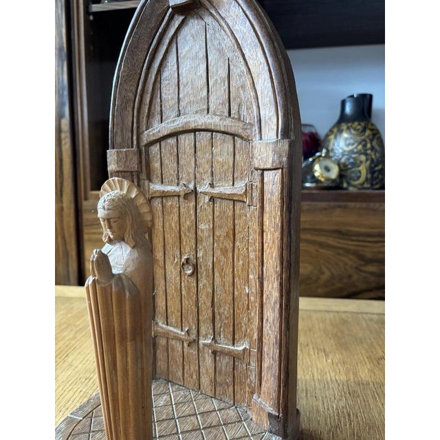 Mid-Century Carved Oak Table Lamp Base For Sale - Image 5 of 10