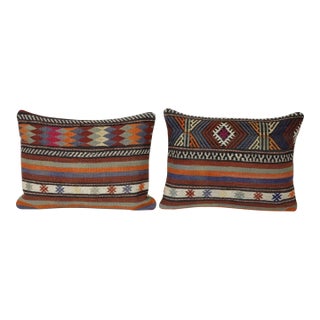 Striped Turkish Kilim Pillow Cover - A Pair For Sale