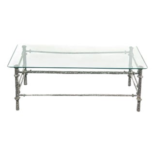 Circa 1980 Patinated Metal Coffee Table After Diego Giacometti. For Sale