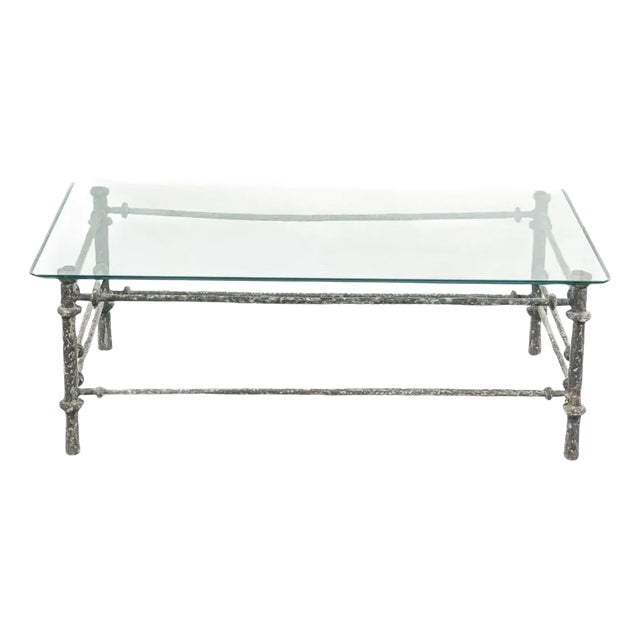 Circa 1980 Patinated Metal Coffee Table After Diego Giacometti. For Sale