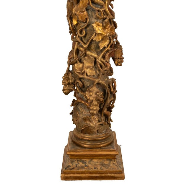 Antique Pair 17th Century Baroque Carved & Gilded Solomonic Columns Italy 1680 For Sale - Image 11 of 17