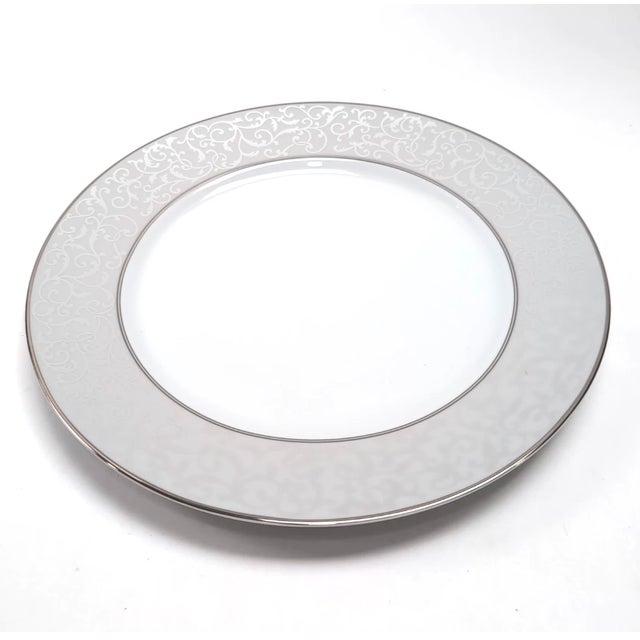 Mikasa Platinum Parchment Round Buffet Platter Chop Plate 12" Scroll NEW NWT #L3438 Made in Thailand. 12" in diameter....