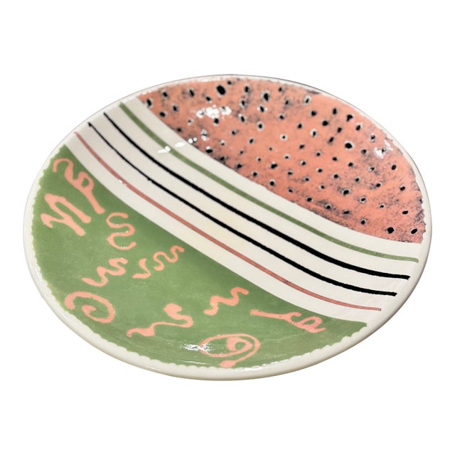 Vintage 1980s Post-Modern Ceramic Decorative Bowl For Sale