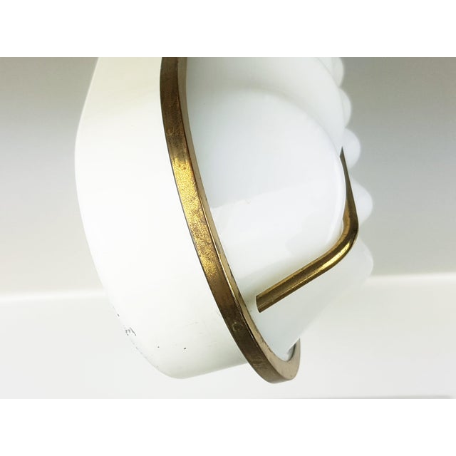 Large White Acrylic Glass, Metal & Brass Wall Lamp from Italian Cinema, 1950s For Sale - Image 6 of 13