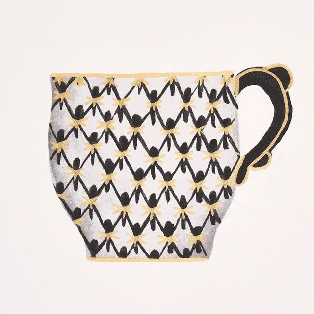 Chinoiserie Sample - Schumacher Onie's Teacups Wallpaper in Ink For Sale - Image 3 of 7