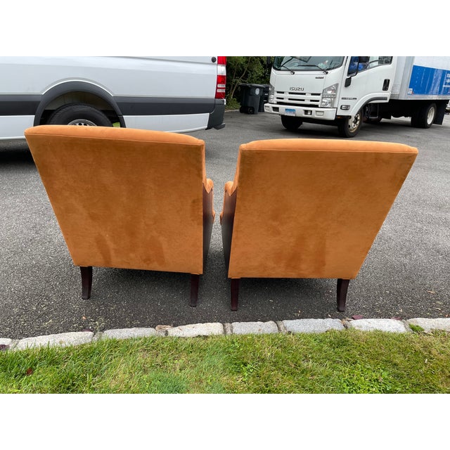 Upholstered Lounge Chairs and Matching Accent Pillows—A Pair For Sale - Image 9 of 12