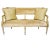 Wood Vintage French Neoclassical Louis XVI Style Giltwood & Painted Settee With Champagne Velvet Upholstery For Sale - Image 7 of 10