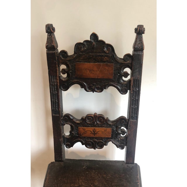 17th Century Set of an Italian Renaissance walnut armchair and pair of chairs For Sale - Image 11 of 12