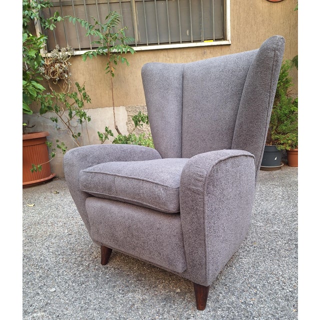 Bergère Armchair in Grey attributed to Paolo Buffa, 1940s, in Restored conditions. Designed 1920 to 1949 This piece is...