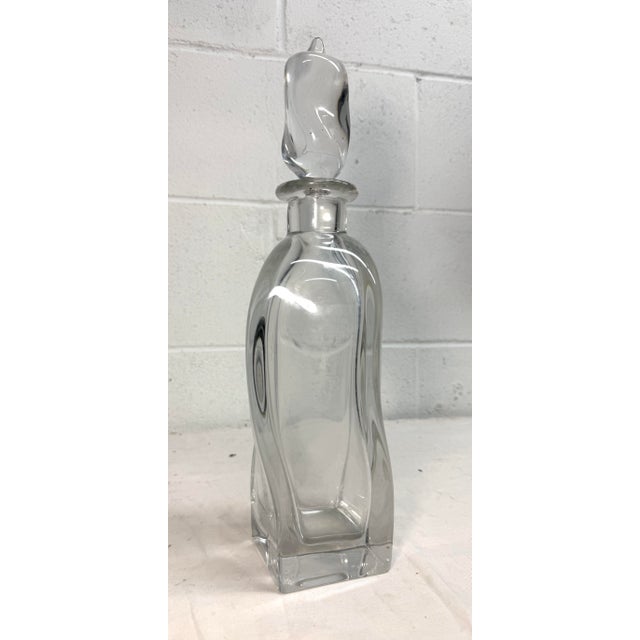 Large Vintage Hand Blown Signed Daum Swirled Clear Crystal Decanter Glass Bottle For Sale In New York - Image 6 of 13