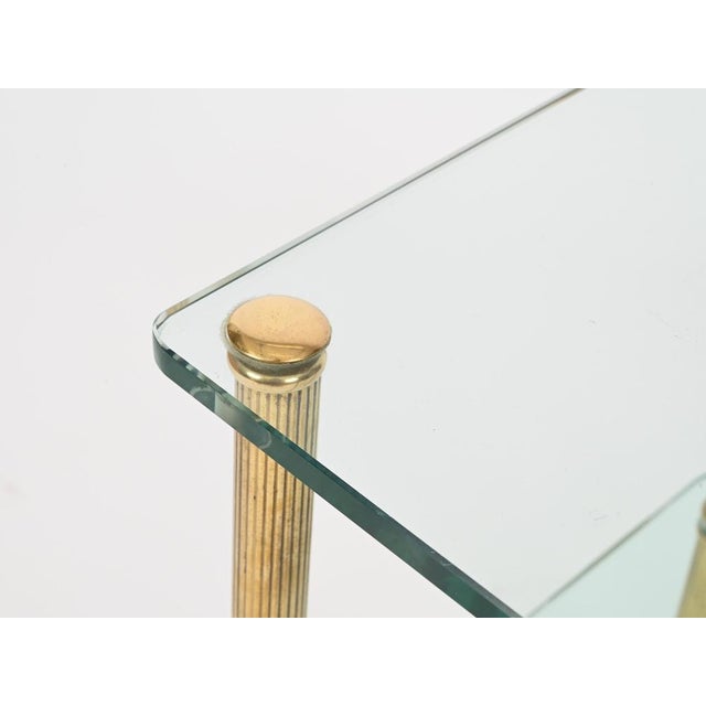 Brass and Glass 2-Tier Side Table or Nightstand from Maison Jansen, France, 1970s For Sale - Image 13 of 14