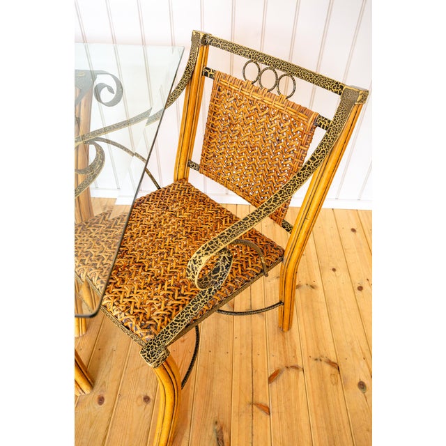 Vintage Bohemian Glass Dining Table and Armchairs, 1970s, Set of 5 For Sale - Image 6 of 18