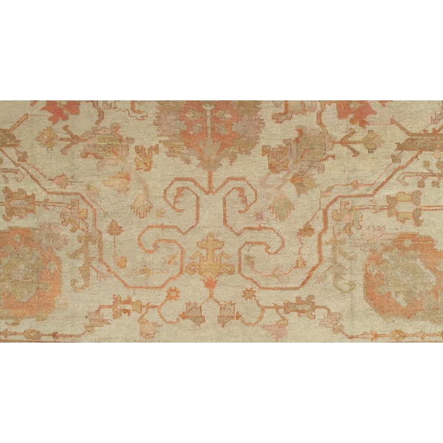 Antique Turkish Oushak Carpet, Handmade Oriental Rug, Beige, Taupe, Shrimp Coral For Sale - Image 13 of 16