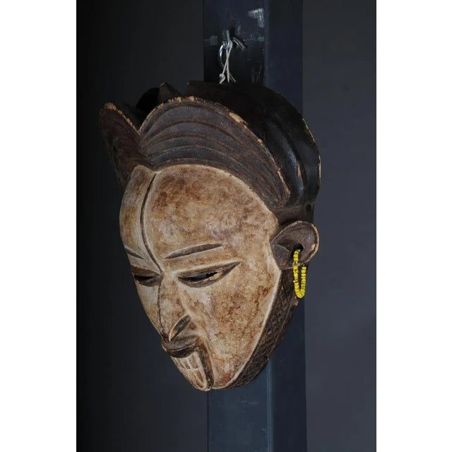 Brown Antique Carved Wooden Face Mask For Sale - Image 8 of 11