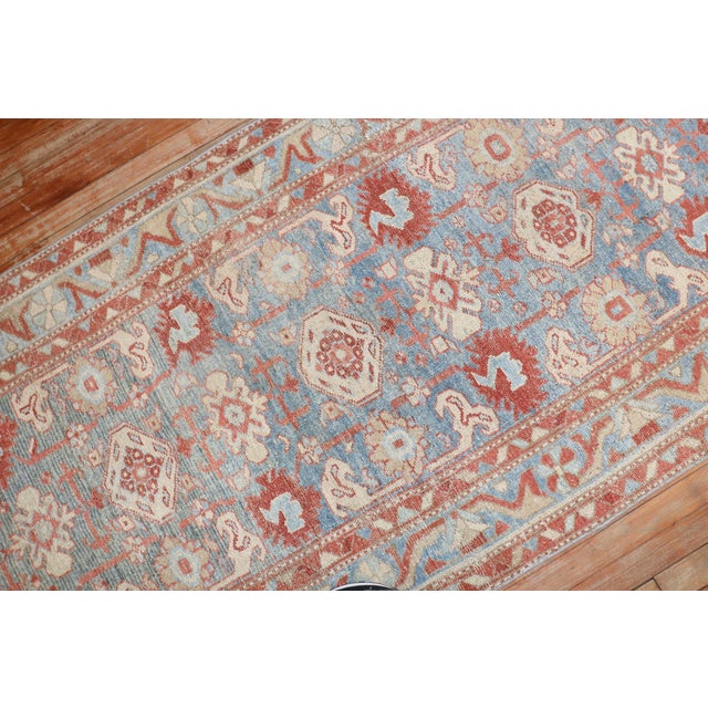 Antique Zabihi Collection Persian Malayer Blue Runner - 3'4" x 8'8" For Sale In New York - Image 6 of 8