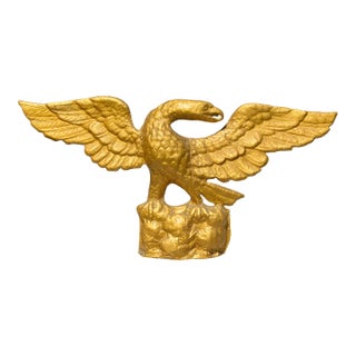 Early 20th Century Embossed Brass Eagle Wall Hanging With Spread Wings For Sale