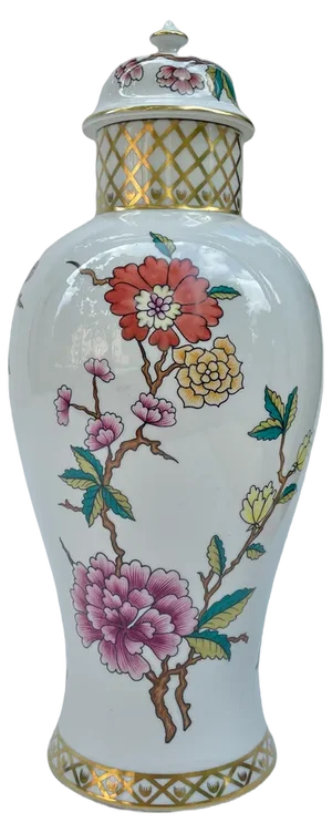 Vintage Vase with Cherry Blossom Motif, 1980s