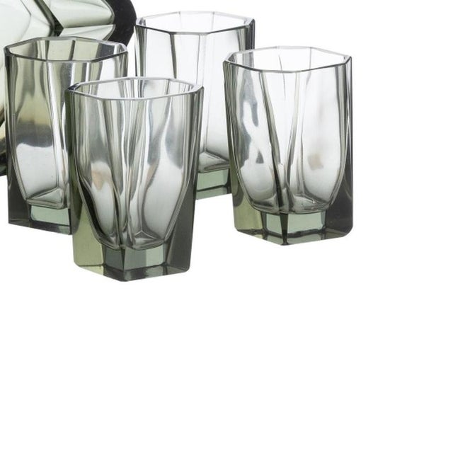 Art Deco Glass and Crystal Bottle and Glasses by Rudolf Eschler for Moser, Set of 9 For Sale - Image 5 of 6