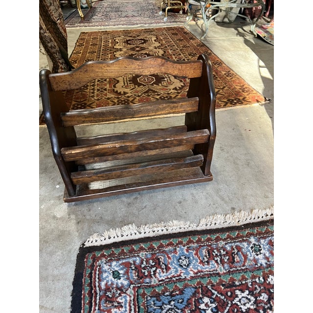 Wood 1970s Country Living Wooden Magazine Rack For Sale - Image 7 of 12