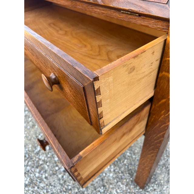 Early 20th Century Tiger Oak Mission Arts and Craft Style Slant Front Desk For Sale - Image 11 of 11