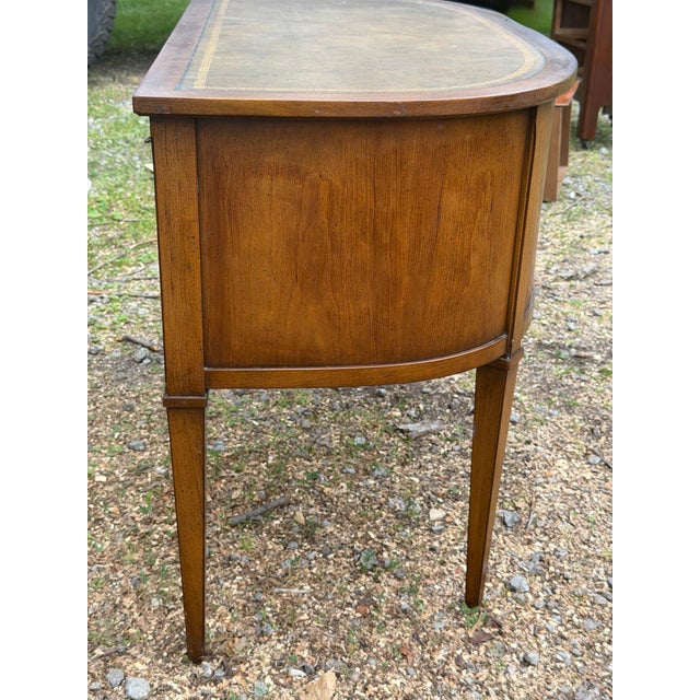 Animal Skin Early 20th Century Sligh-Lowry Regency Revival Writing Desk – Kidney Shaped, Leather Top For Sale - Image 7 of 12