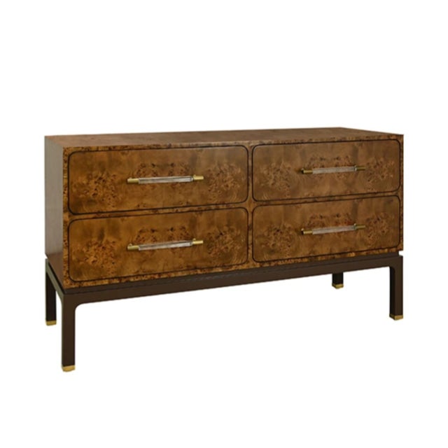 Contemporary Matthew Izzo Home Etta Dark Burl Wood Four Drawer Chest For Sale - Image 3 of 9