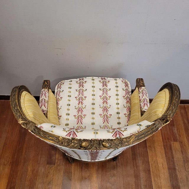 Napoleon III Wooden Corbeille Armchair with Pierre Frey Upholstery, France, 1820s For Sale - Image 13 of 18