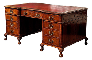 Large Mahogany Twin Pedestal Desk